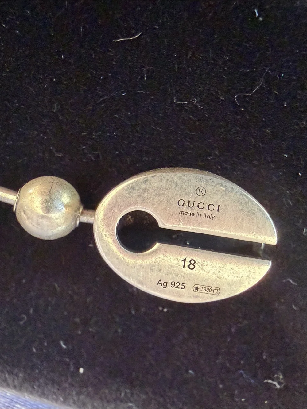 Gucci Unisex Sterling Silver Green Interlocking G Bead Bracelet Size 18 New